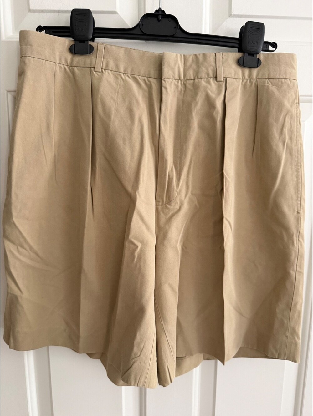 Polo Ralph Lauren Men's Pleated Khaki Shorts Size 35 Silk Cotton Beige Casual